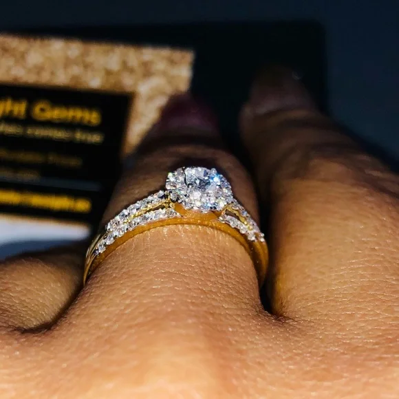 10k solid gold real solitaire diamond engagement bridal ring set free appraisal! - Picture 6 of 13